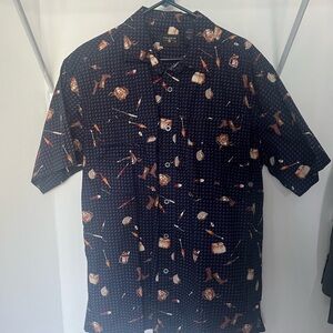 Coleman Navy Blue Casual Button Down Shirt with Cowboy Design